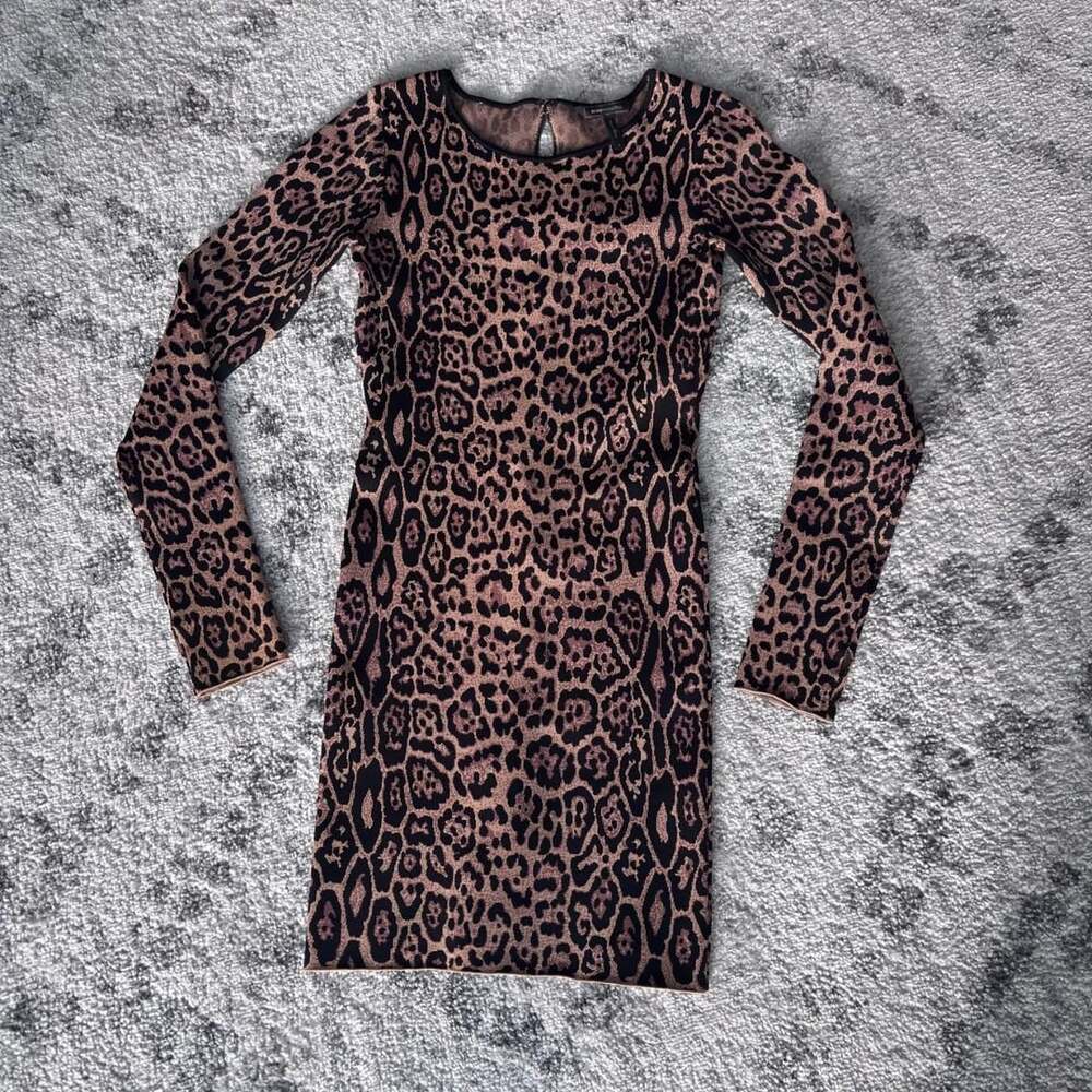 Leopard Print Bandage Knit Mini Dress